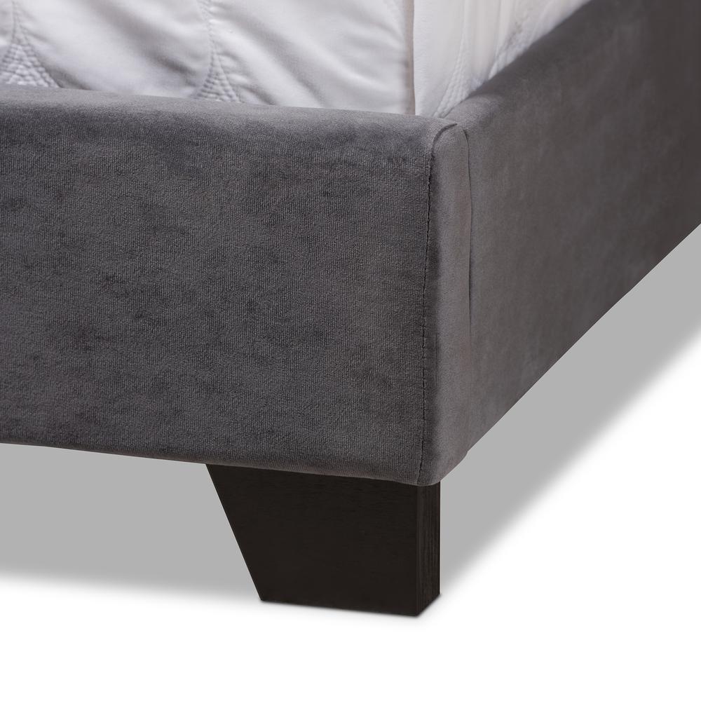 Candace Luxe and Glamour Dark Grey Velvet Upholstered Full Size Bed. Picture 15