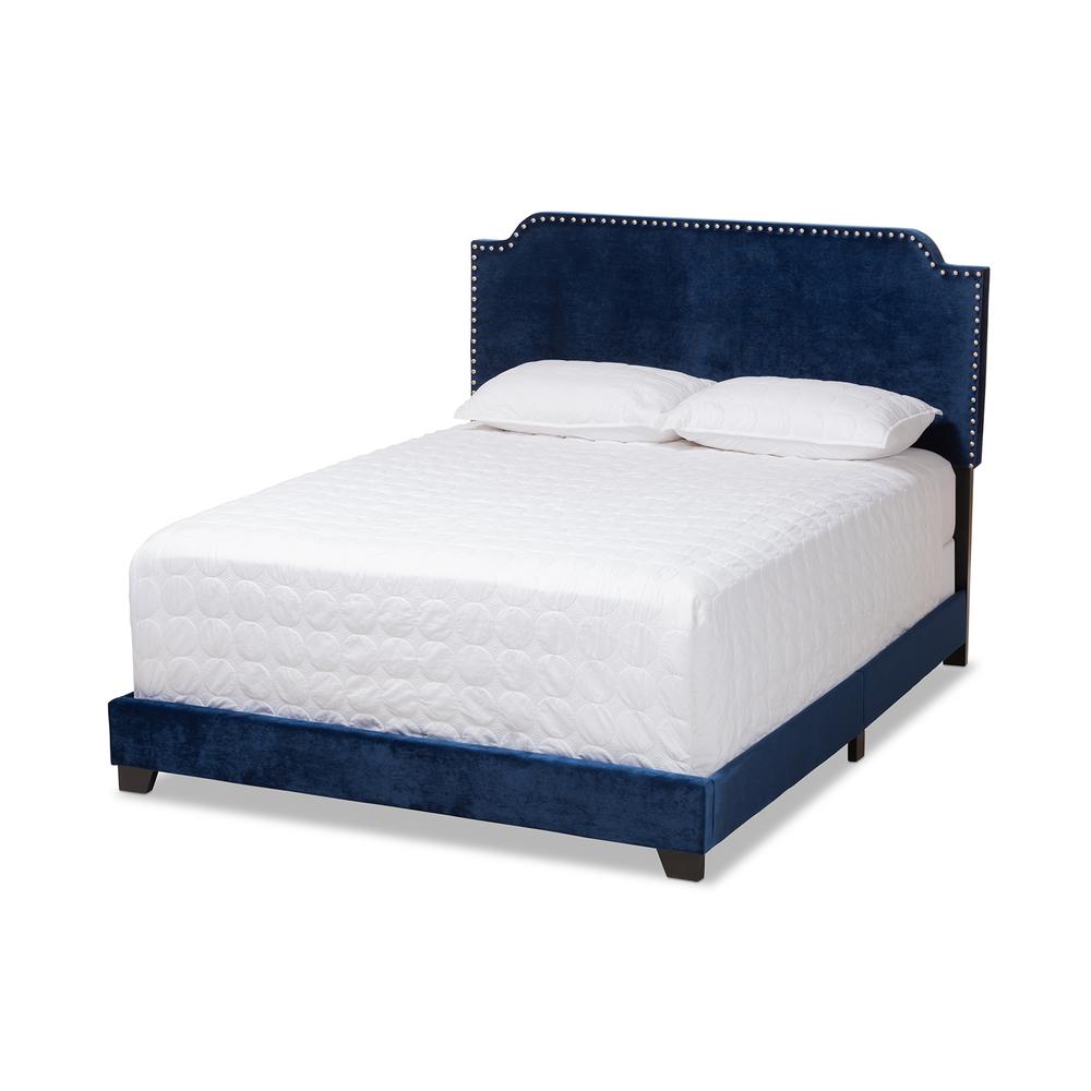 Baxton Studio Darcy Luxe and Glamour Navy Velvet Upholstered Full Size Bed. Picture 11