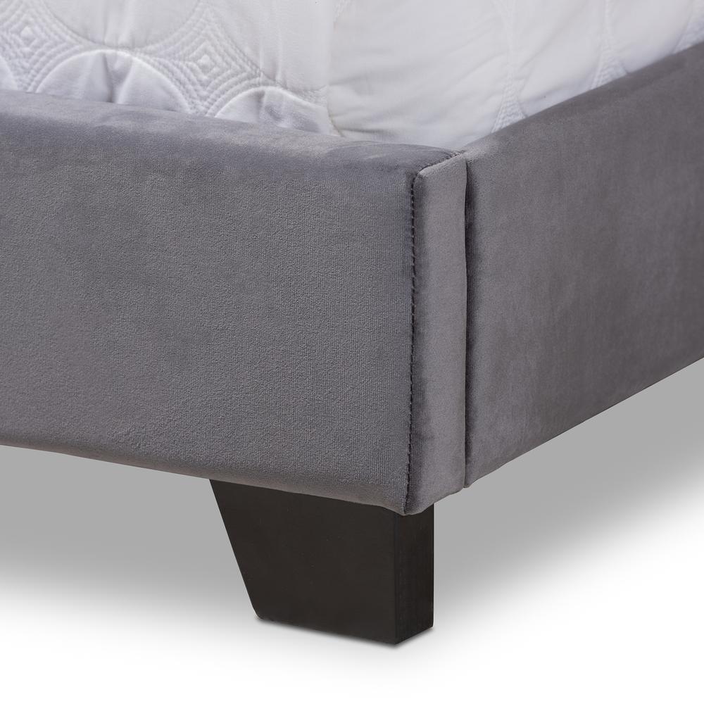Baxton Studio Darcy Luxe and Glamour Dark Grey Velvet Upholstered Full Size Bed. Picture 15