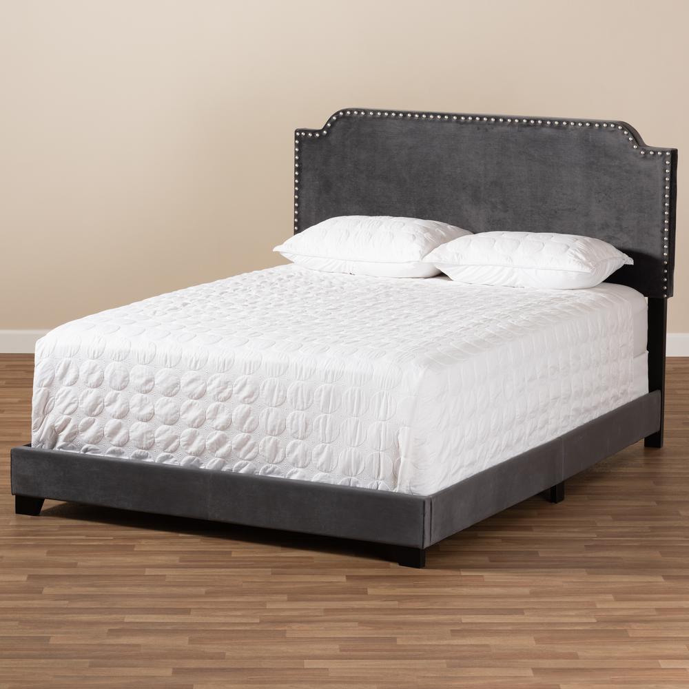 Baxton Studio Darcy Luxe and Glamour Dark Grey Velvet Upholstered Full Size Bed. Picture 17