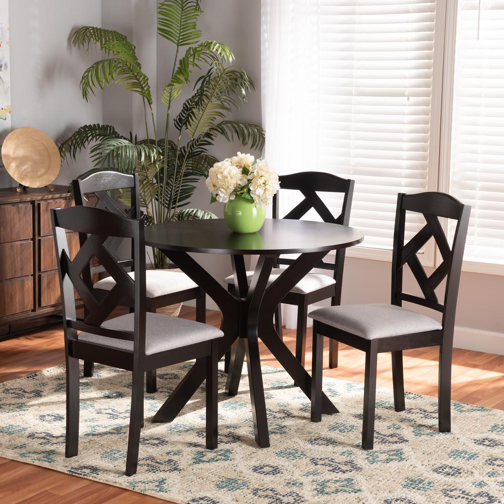 Dark Brown Finished Wood 5-Piece Dining Set. Picture 18
