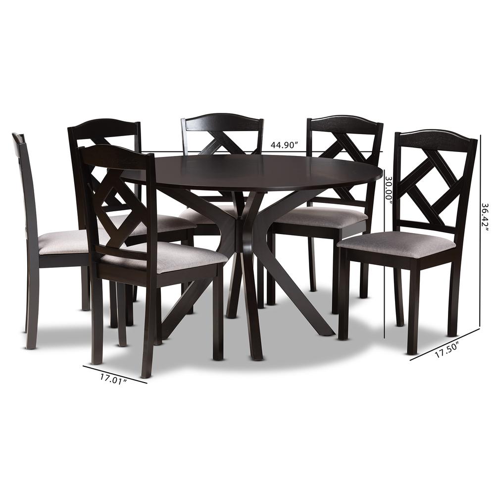 Dark Brown Finished Wood 7-Piece Dining Set. Picture 20