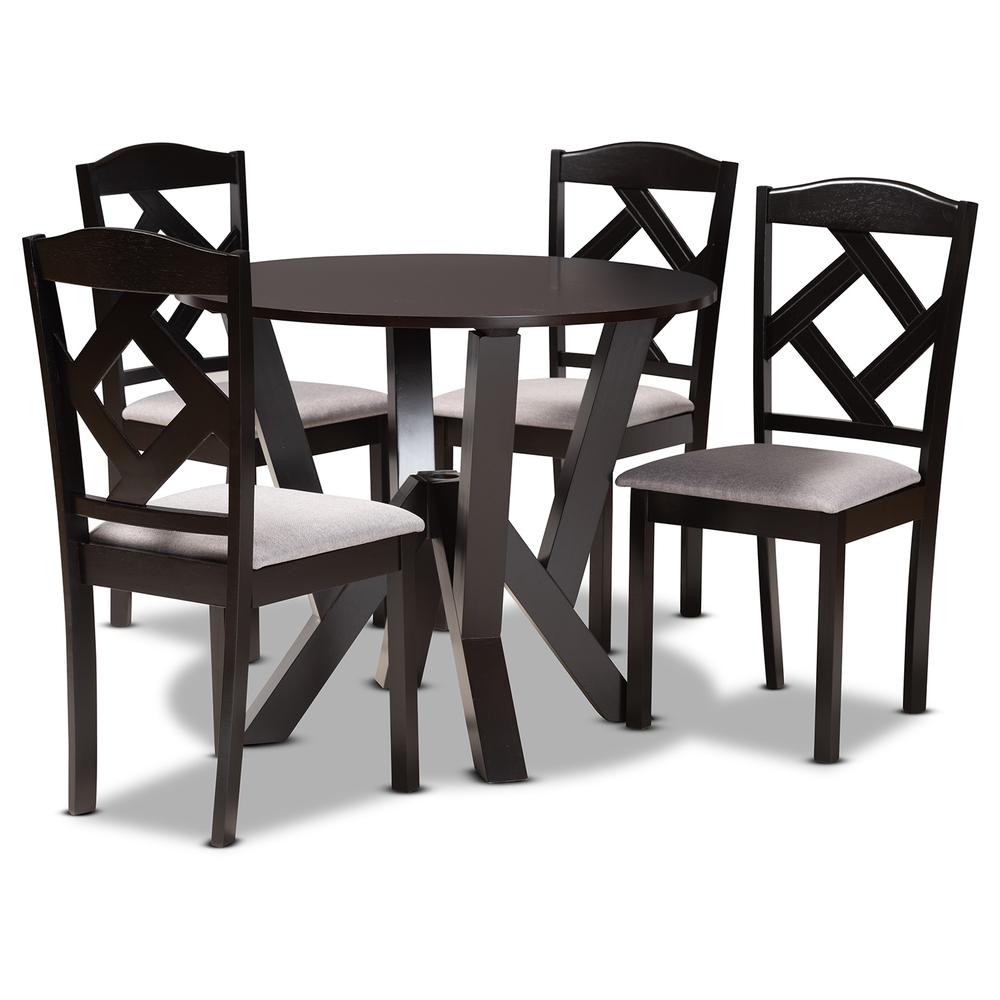 Dark Brown Finished Wood 5-Piece Dining Set. Picture 11