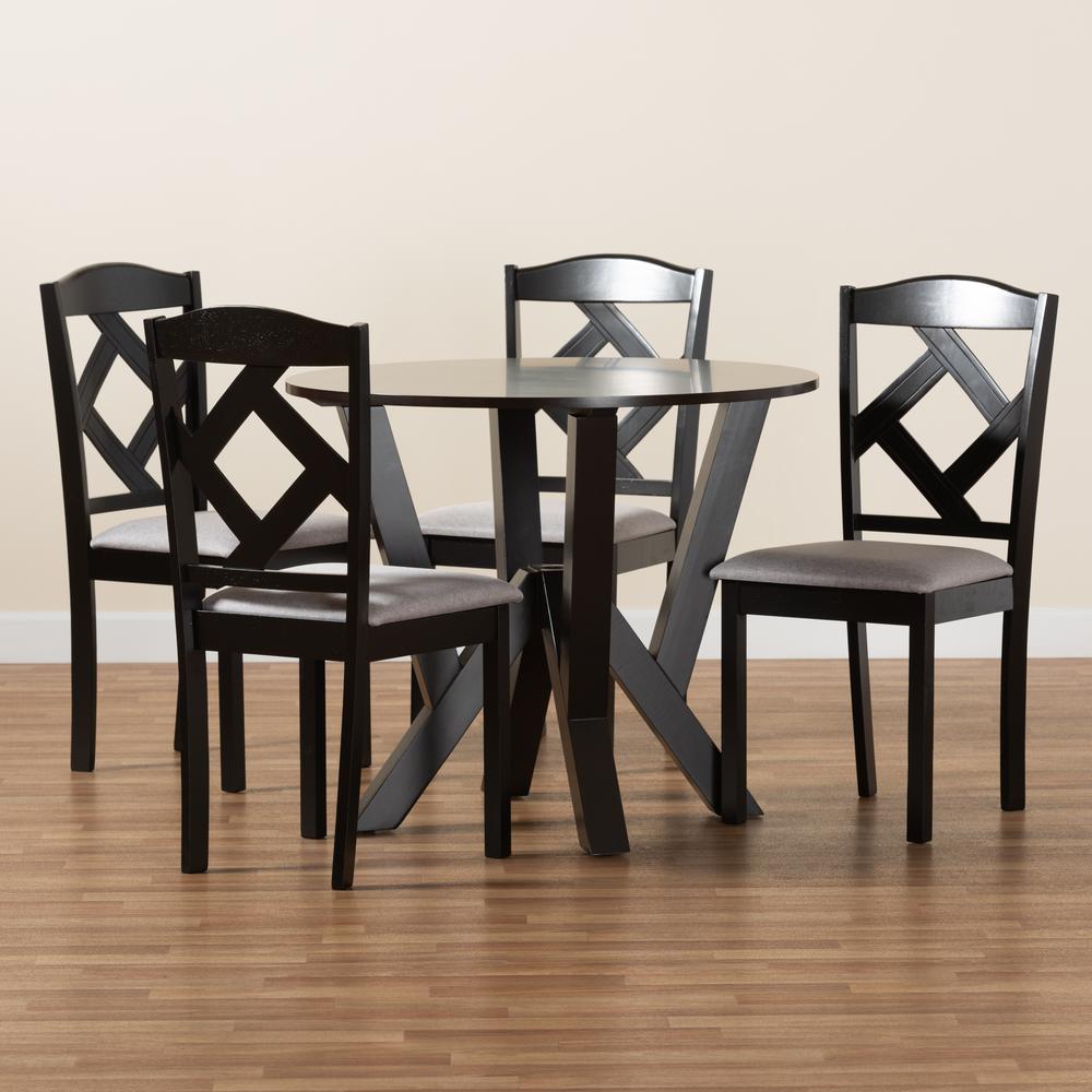 Dark Brown Finished Wood 5-Piece Dining Set. Picture 19
