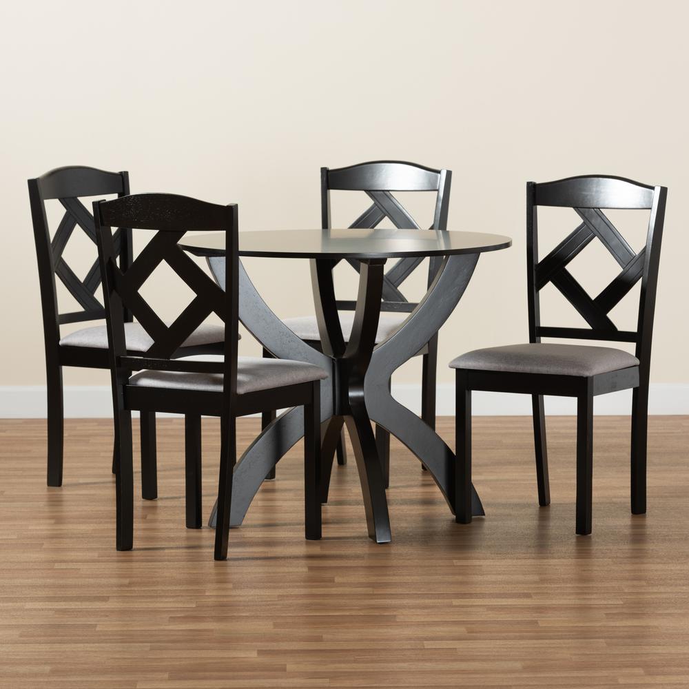 Dark Brown Finished Wood 5-Piece Dining Set. Picture 19