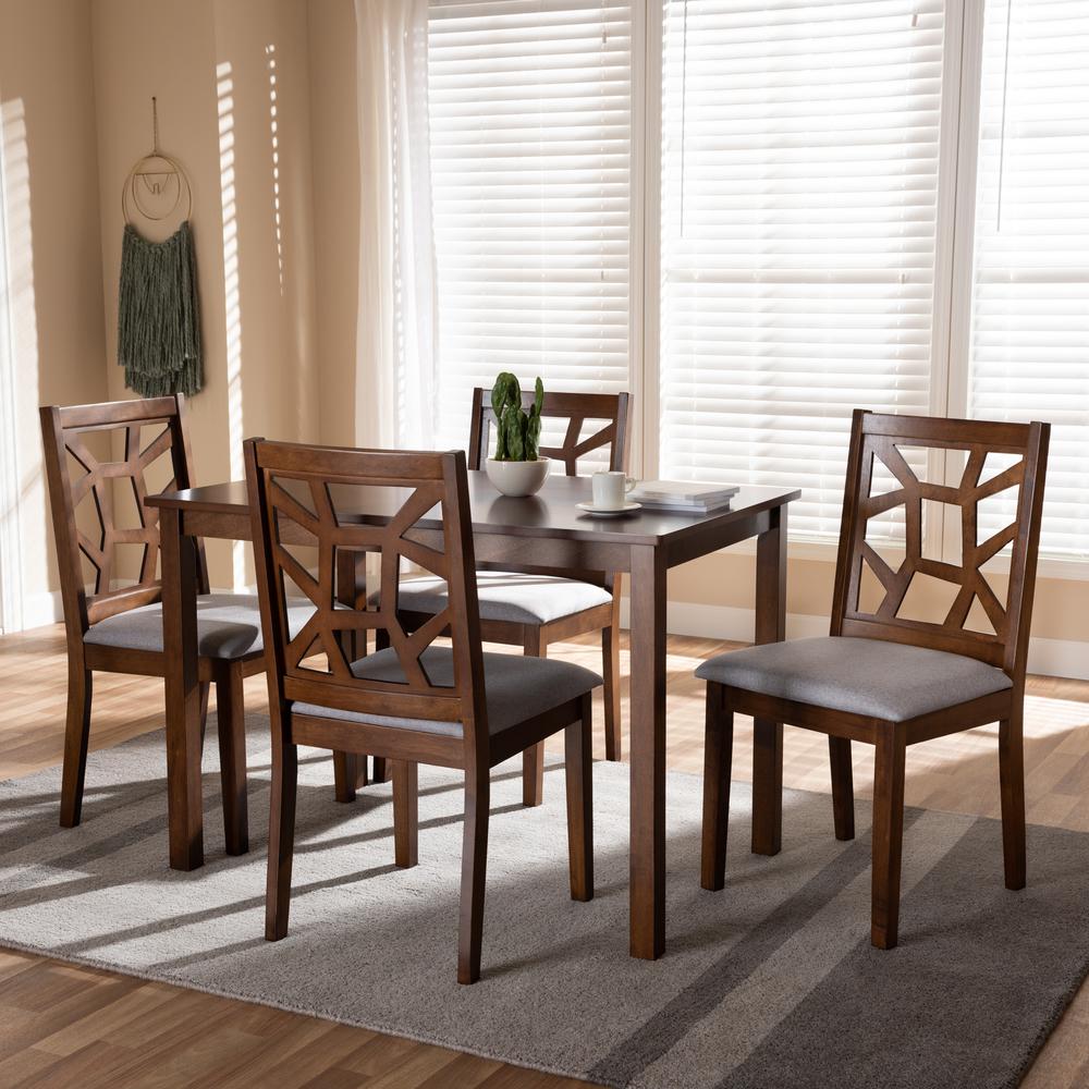 Grey Fabric Upholstered 5-Piece Dining Set. Picture 8