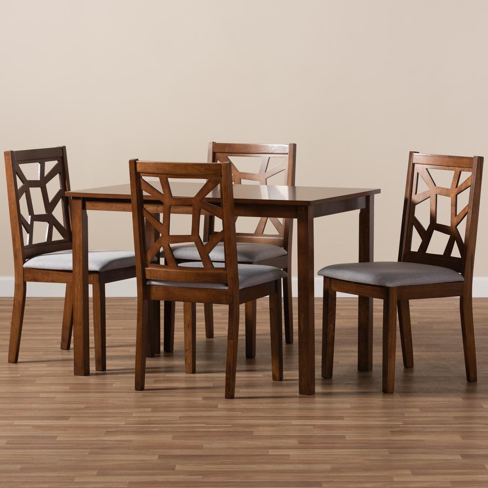 Grey Fabric Upholstered 5-Piece Dining Set. Picture 9
