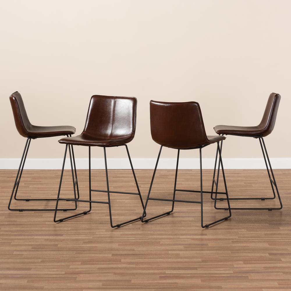 Leather Upholstered Counter Stool Set of 4. Picture 9