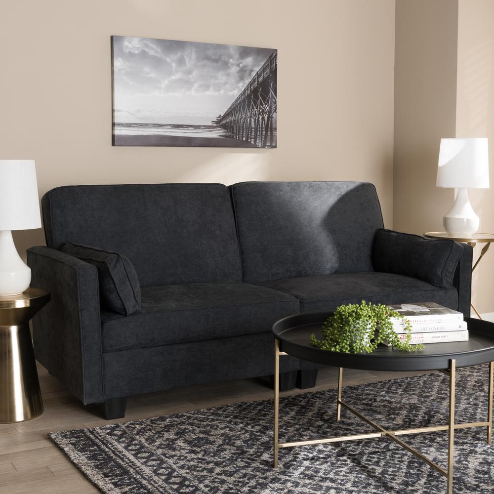 Felicity Modern and Contemporary Dark Gray Fabric Upholstered Sleeper Sofa. Picture 25