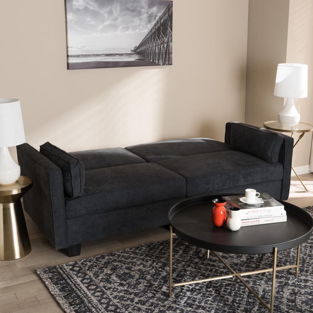 Felicity Modern and Contemporary Dark Gray Fabric Upholstered Sleeper Sofa. Picture 26