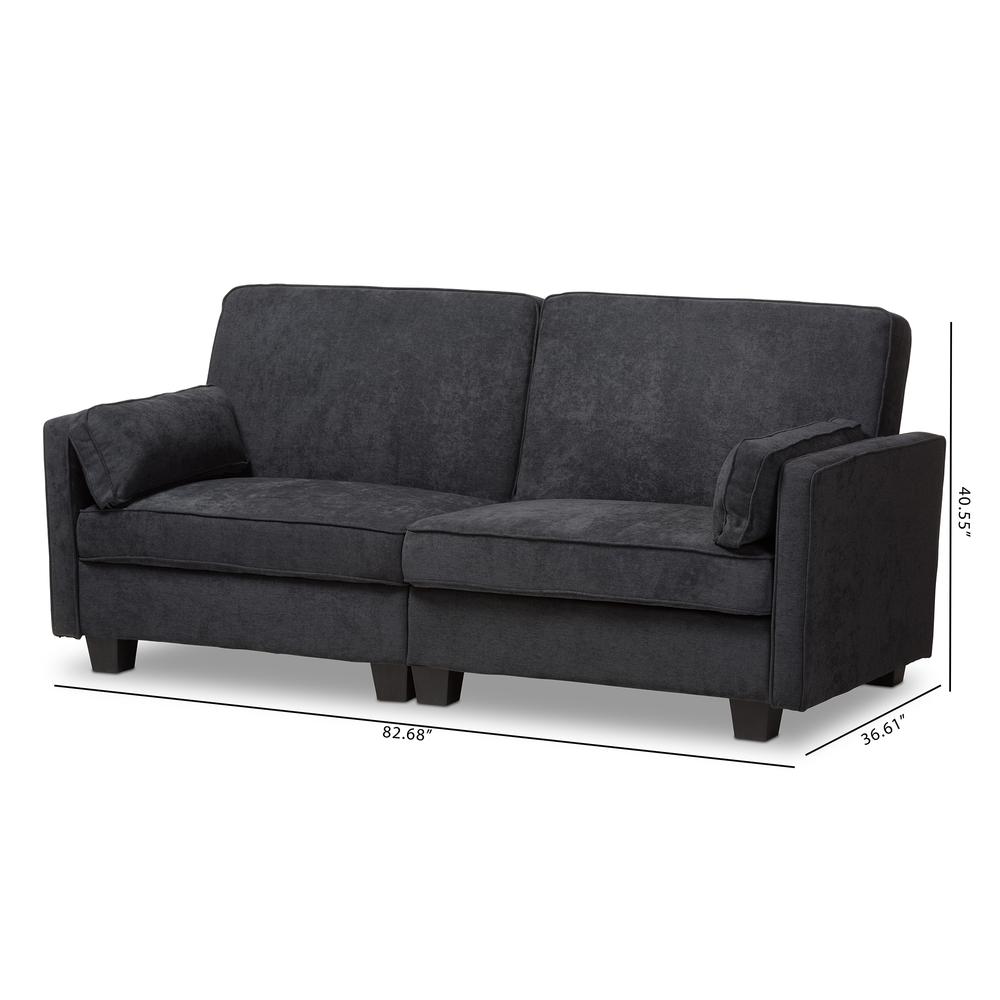 Felicity Modern and Contemporary Dark Gray Fabric Upholstered Sleeper Sofa. Picture 28