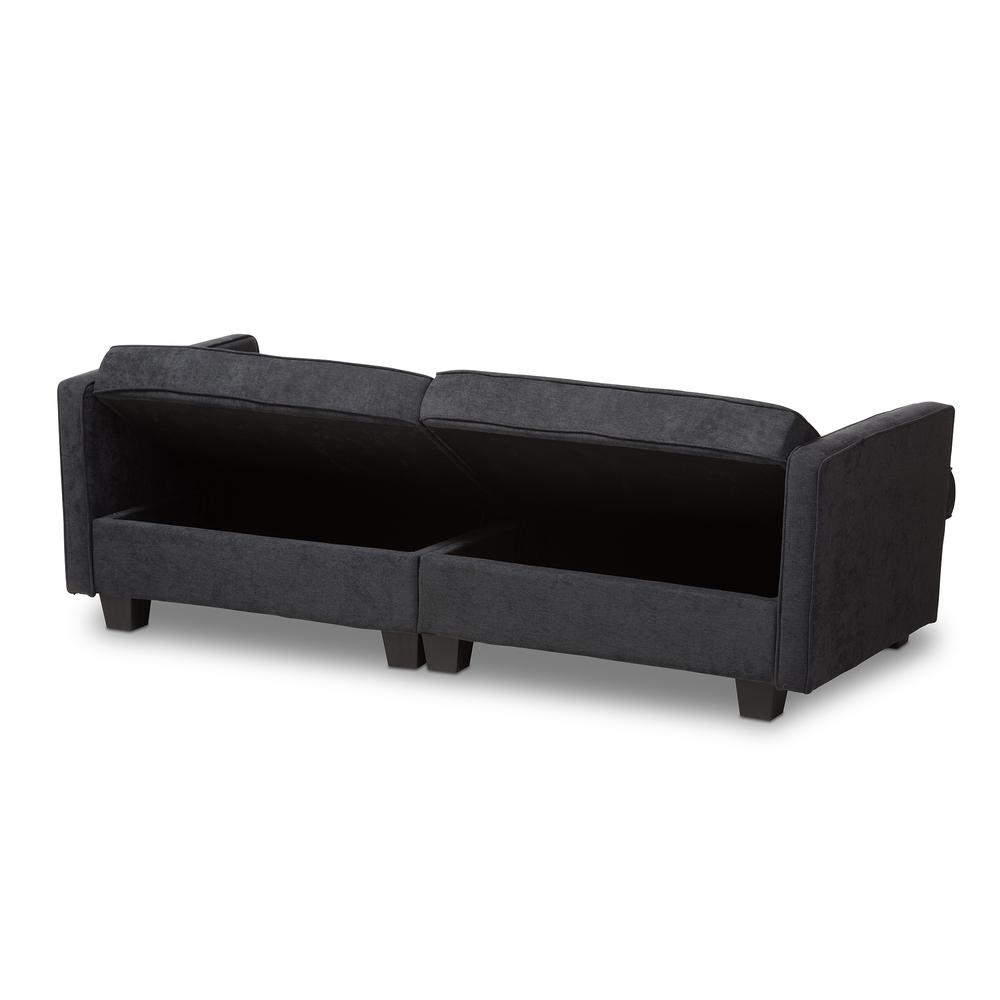 Felicity Modern and Contemporary Dark Gray Fabric Upholstered Sleeper Sofa. Picture 16