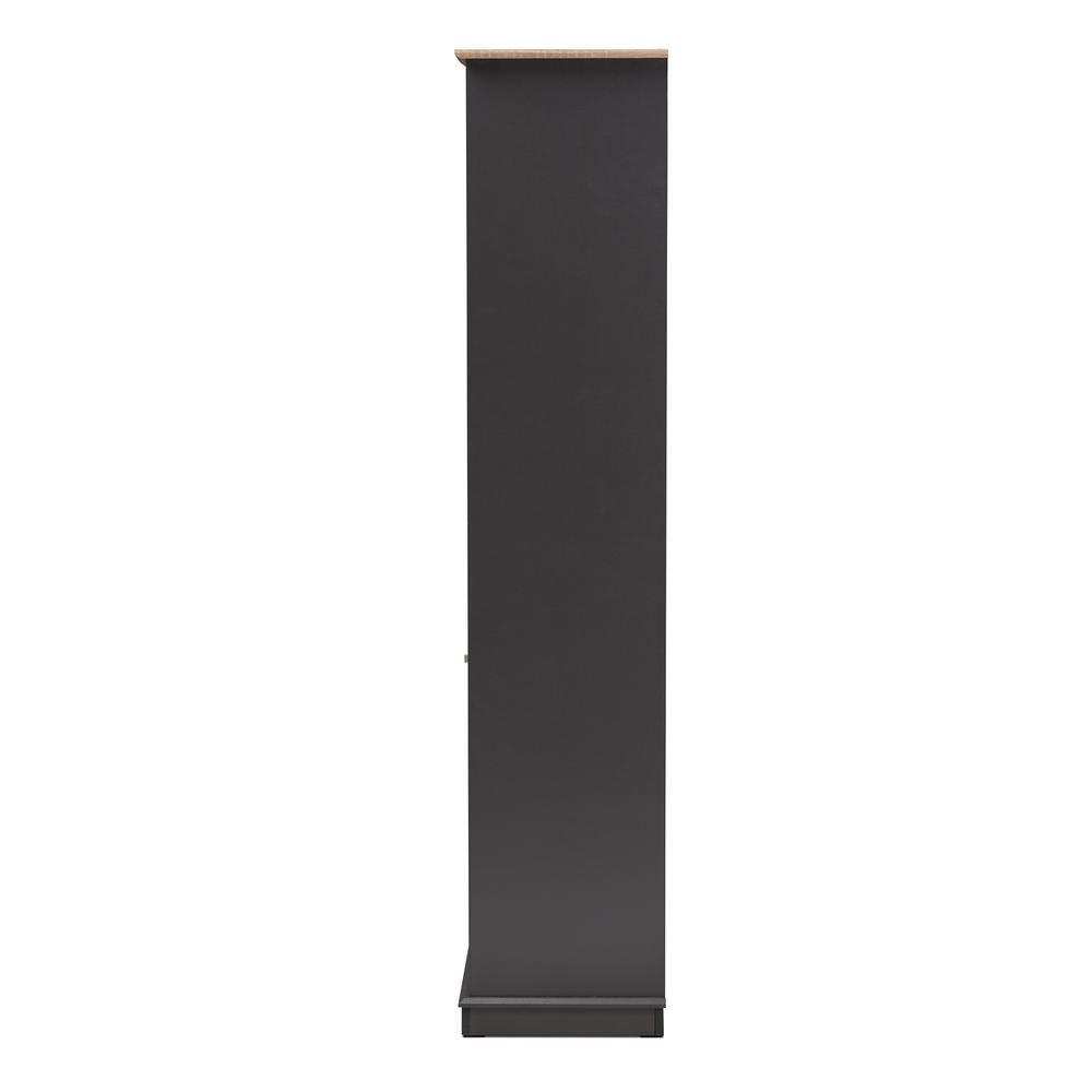 Mattia Modern and Contemporary Dark Grey and Oak Finished Wood Wine Cabinet. Picture 12
