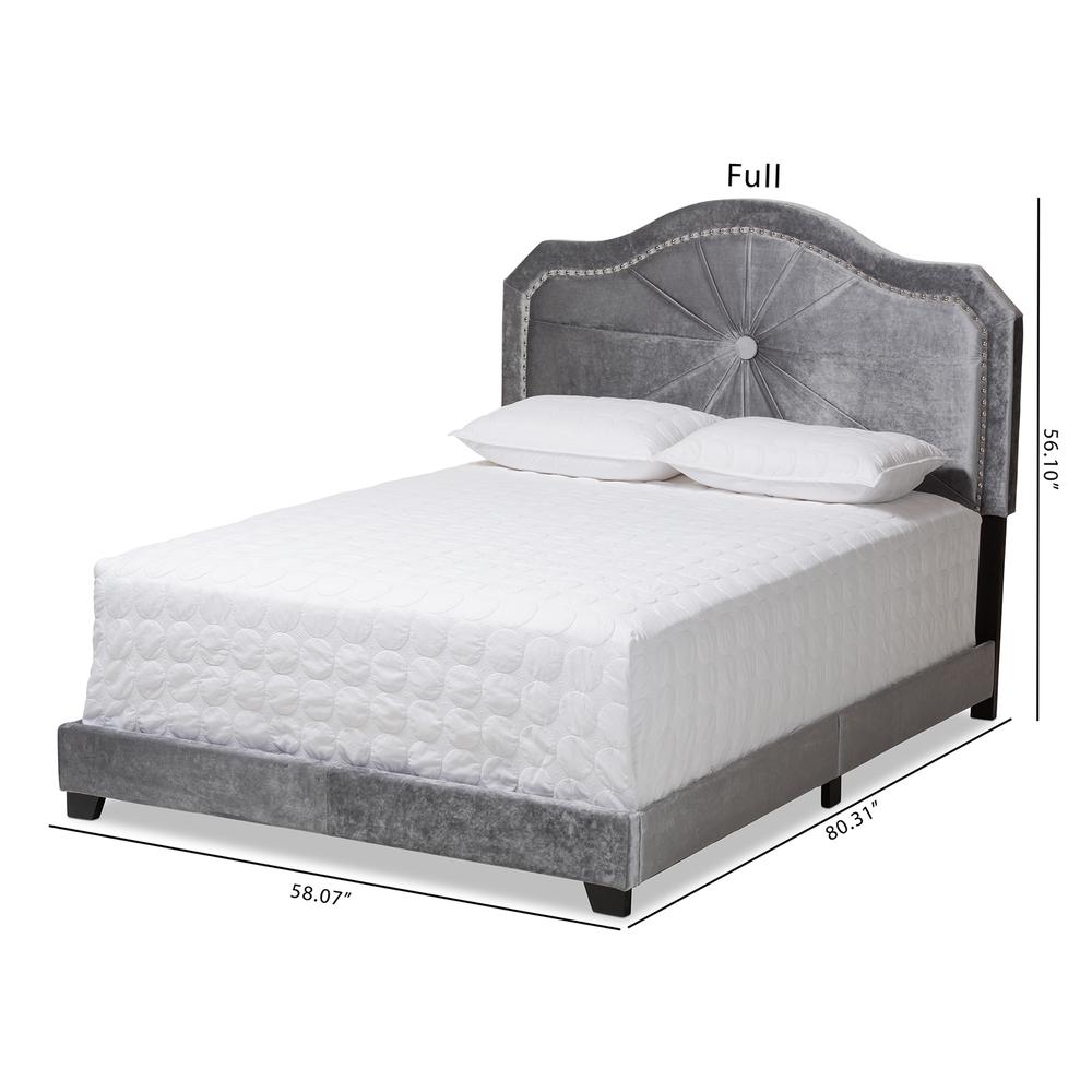 Baxton Studio Embla Modern and Contemporary Grey Velvet Fabric Upholstered Queen Size Bed. Picture 8