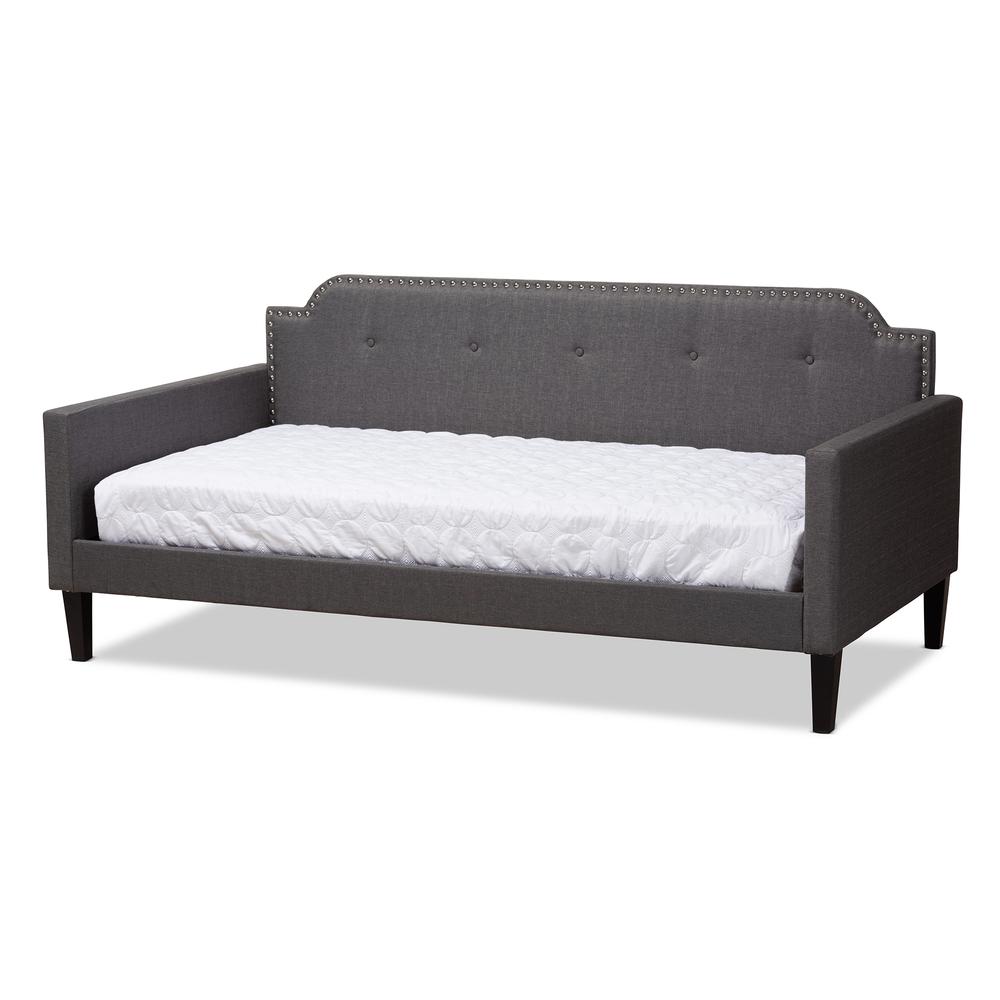Packer Modern and Contemporary Grey Fabric Upholstered Twin Size Sofa Daybed. Picture 8