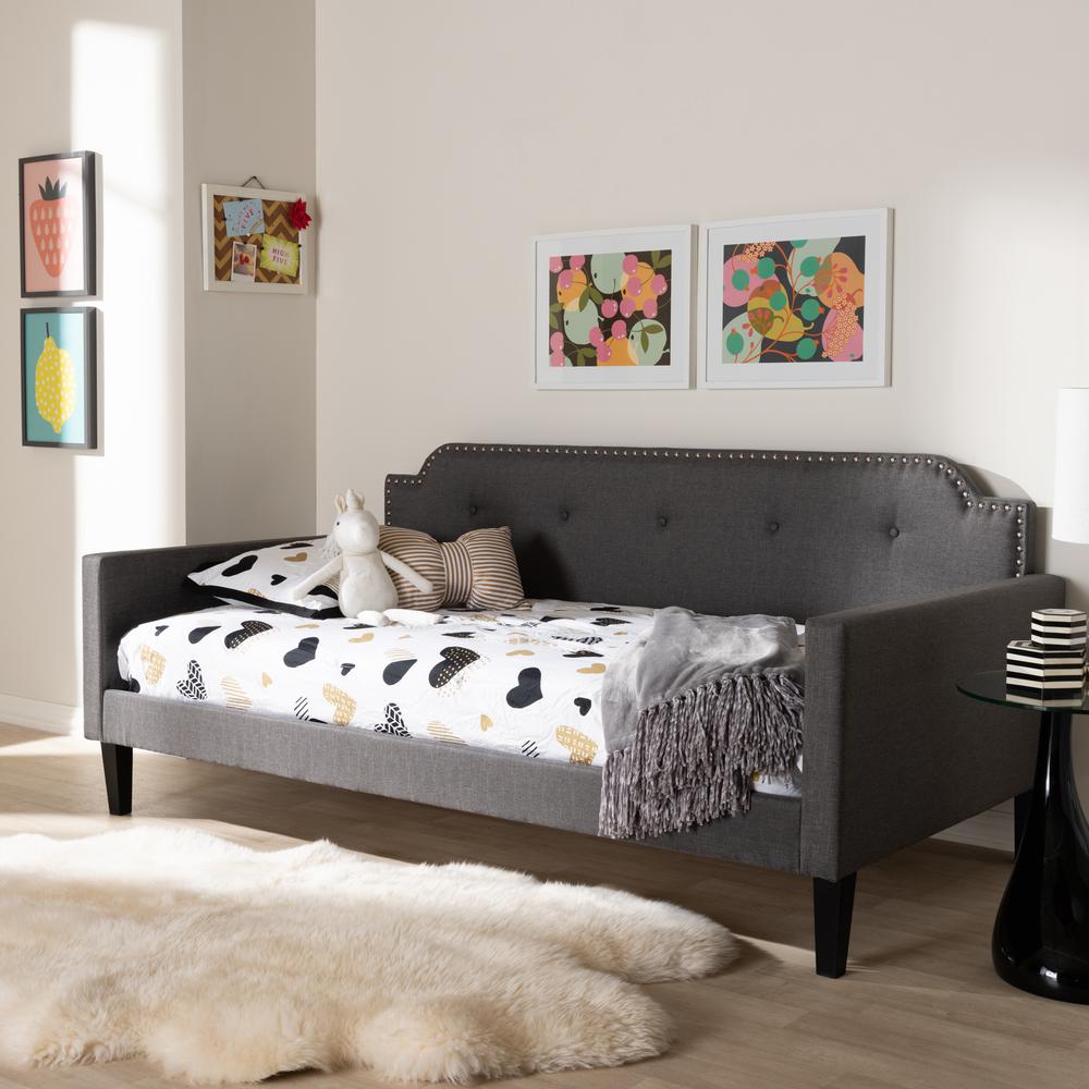 Packer Modern and Contemporary Grey Fabric Upholstered Twin Size Sofa Daybed. Picture 7