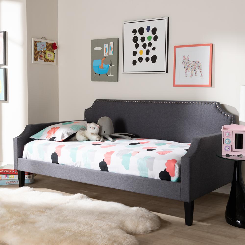 Walden Modern and Contemporary Grey Fabric Upholstered Twin Size Sofa Daybed. Picture 7