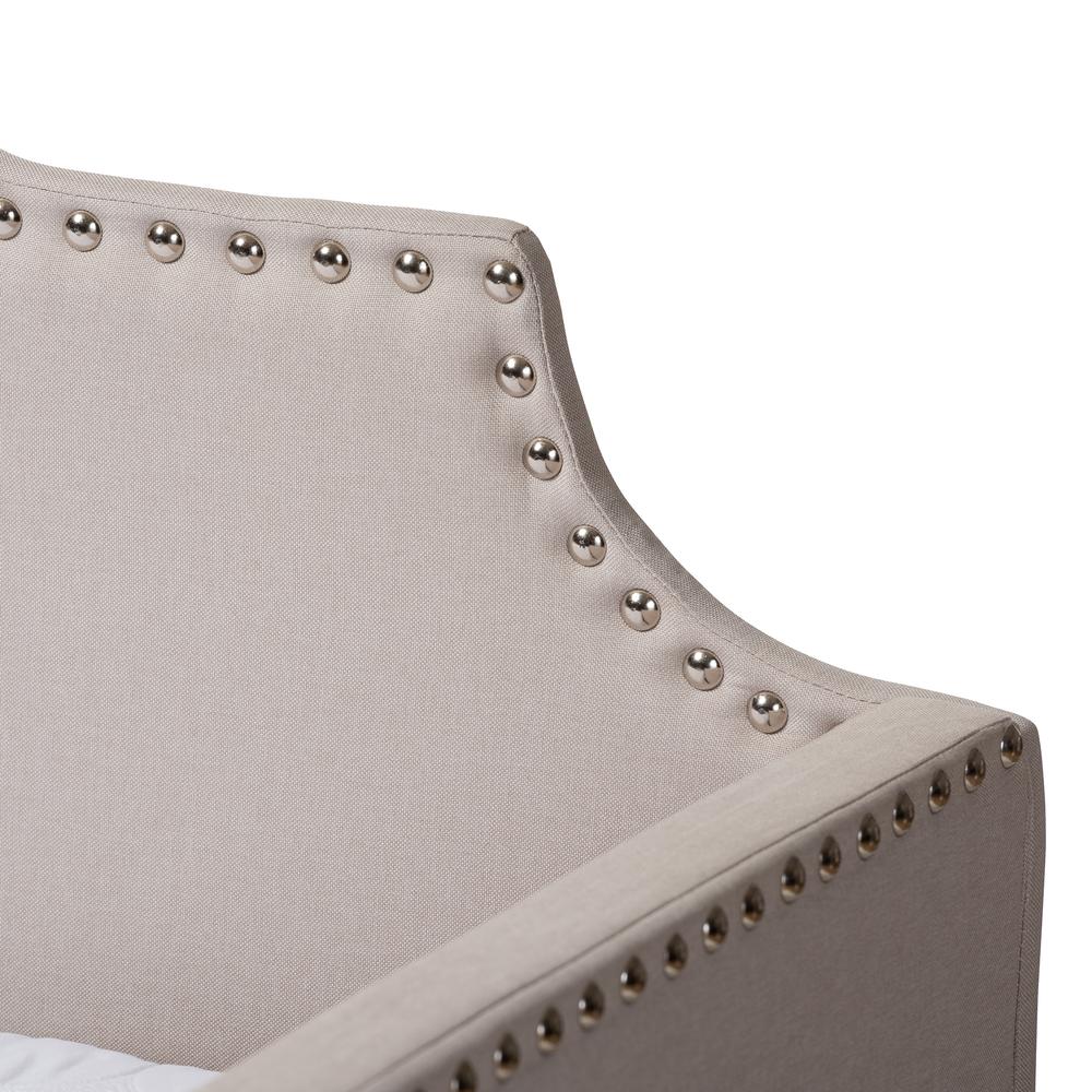 Beige Fabric Upholstered Twin Size Sofa Daybed with Roll Out Trundle Guest Bed. Picture 16