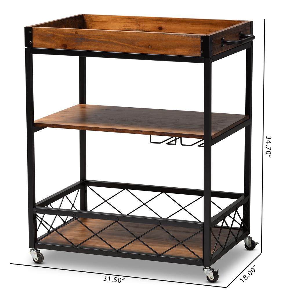 Black Finished Mobile Metal Bar Cart with Stemware Rack. Picture 20