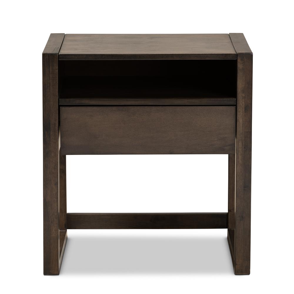 Inicio Modern and Contemporary Charcoal Brown Finished 1-Drawer Wood Nightstand. Picture 11