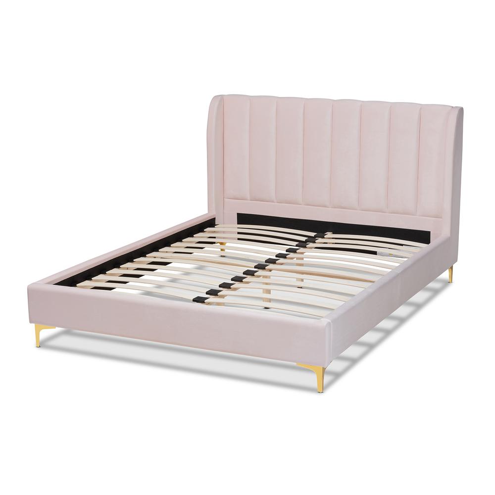 Queen Size Platform Bed with Gold-Tone Legs. Picture 11