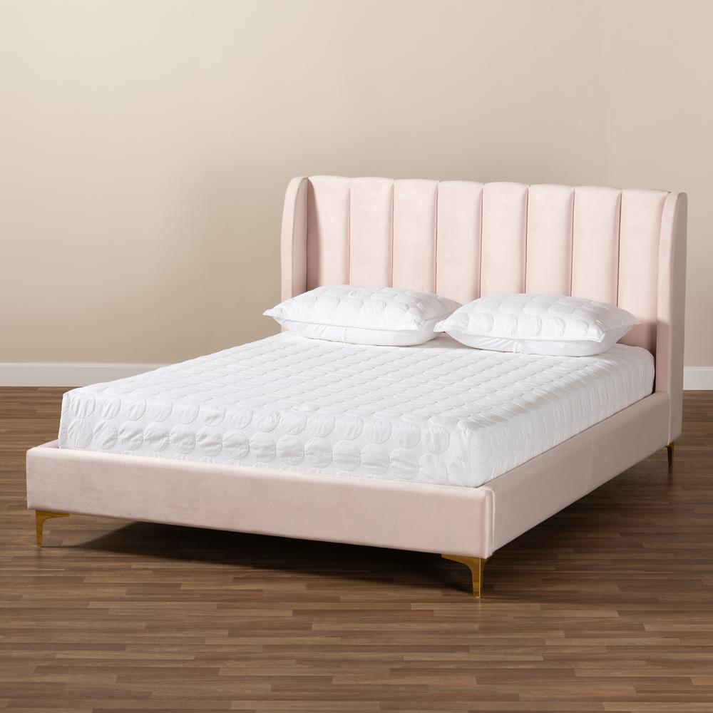 Queen Size Platform Bed with Gold-Tone Legs. Picture 15