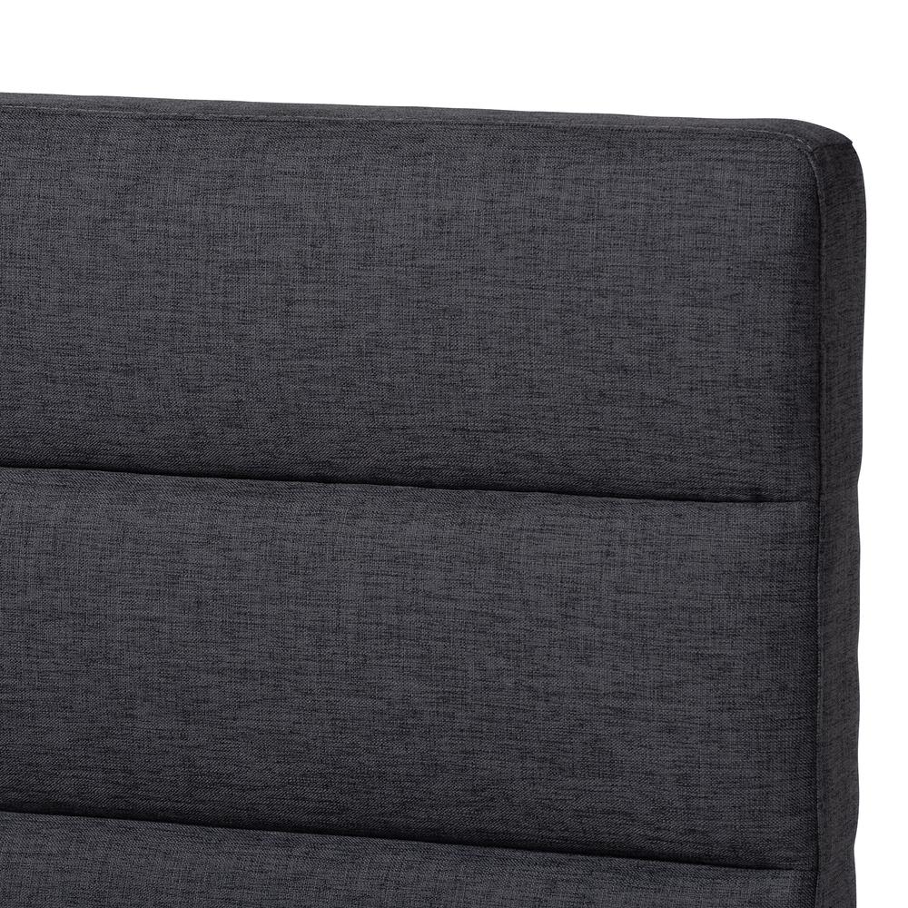 Baxton Studio Erlend Mid-Century Modern Dark Grey Fabric Upholstered King Size Platform Bed. Picture 4
