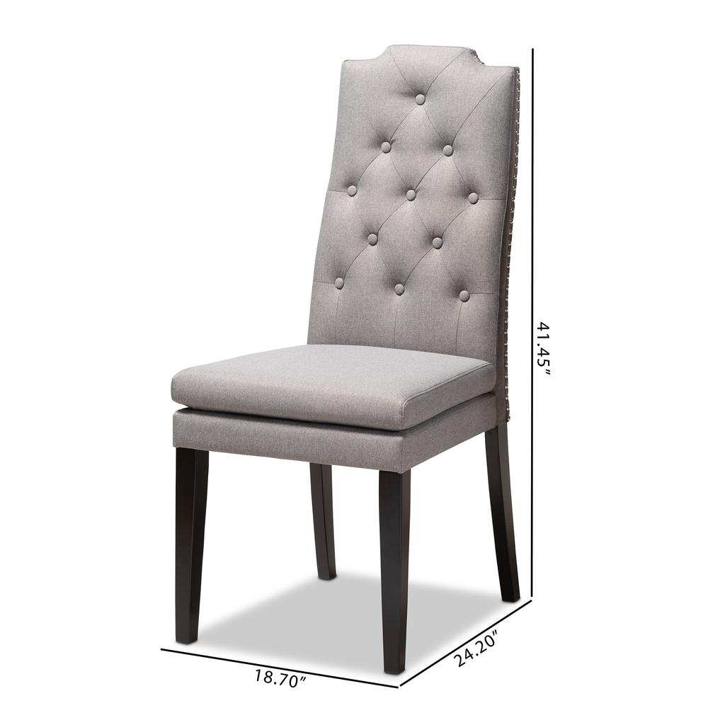 and ContemporaryGray Fabric Upholstered Button Tufted Wood Dining Chair Set of 2. Picture 14
