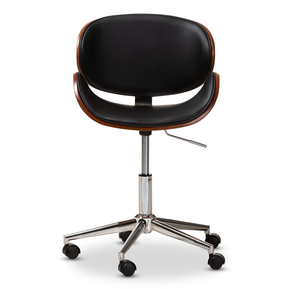 Leather Upholstered Chrome-Finished Metal Adjustable Swivel Office Chair. Picture 11