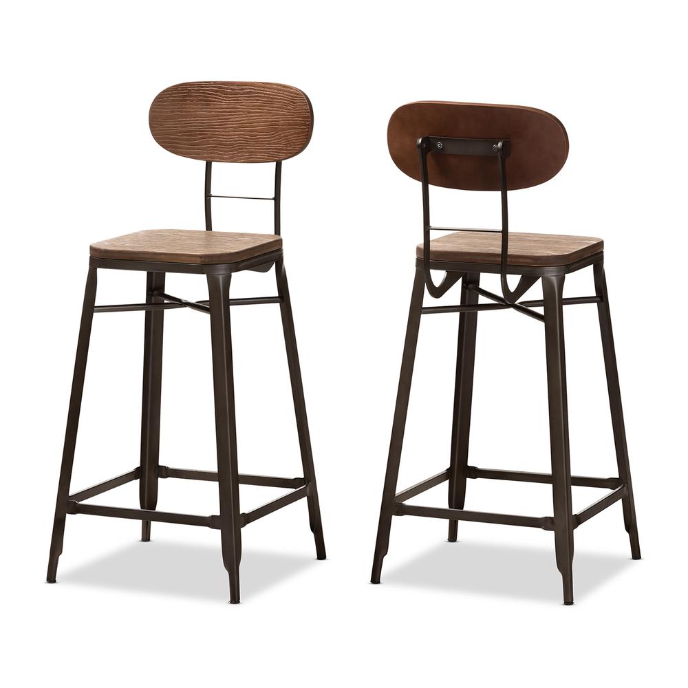 Bamboo and Rust-Finished Steel Stackable Bar Stool Set. Picture 7
