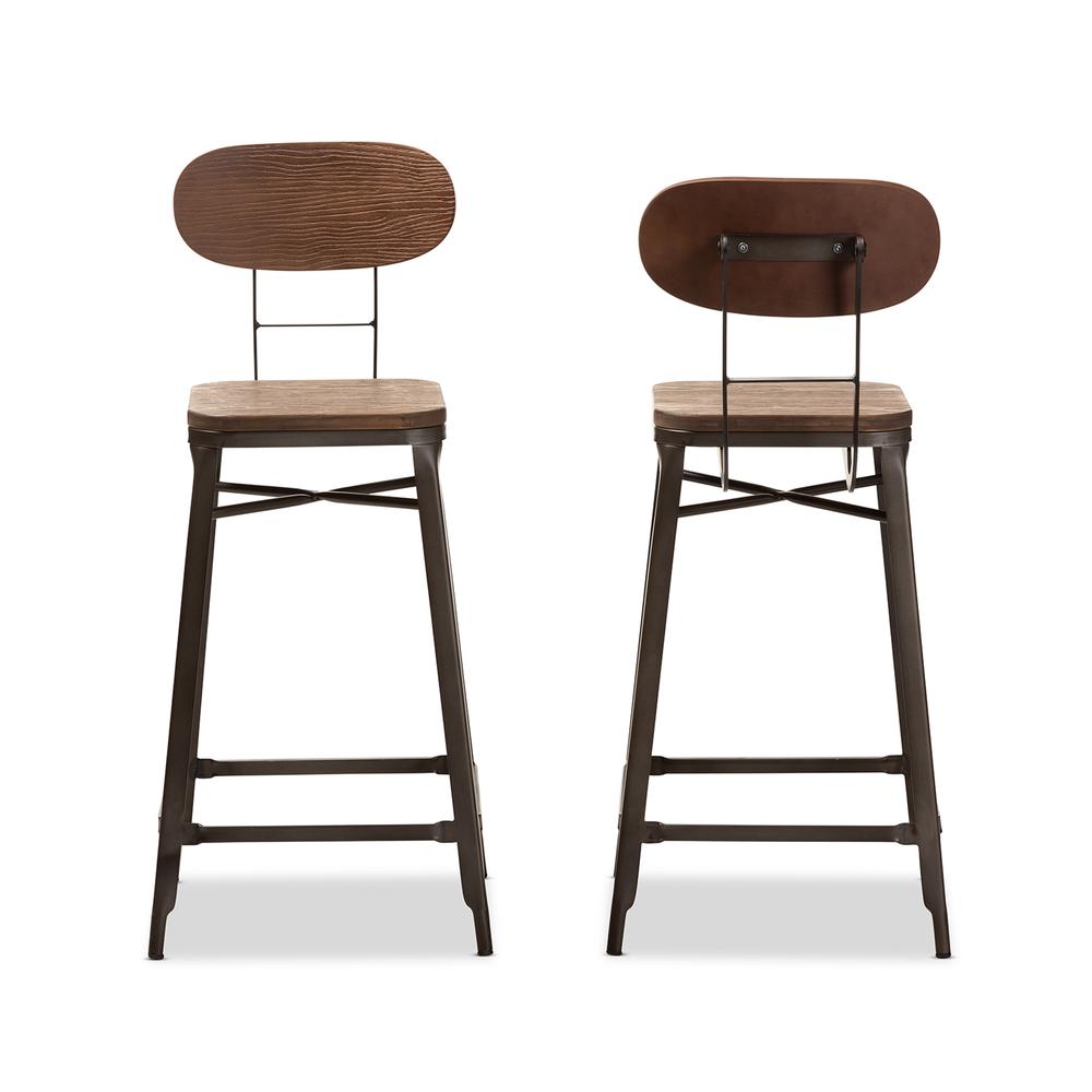 Bamboo and Rust-Finished Steel Stackable Bar Stool Set. Picture 8