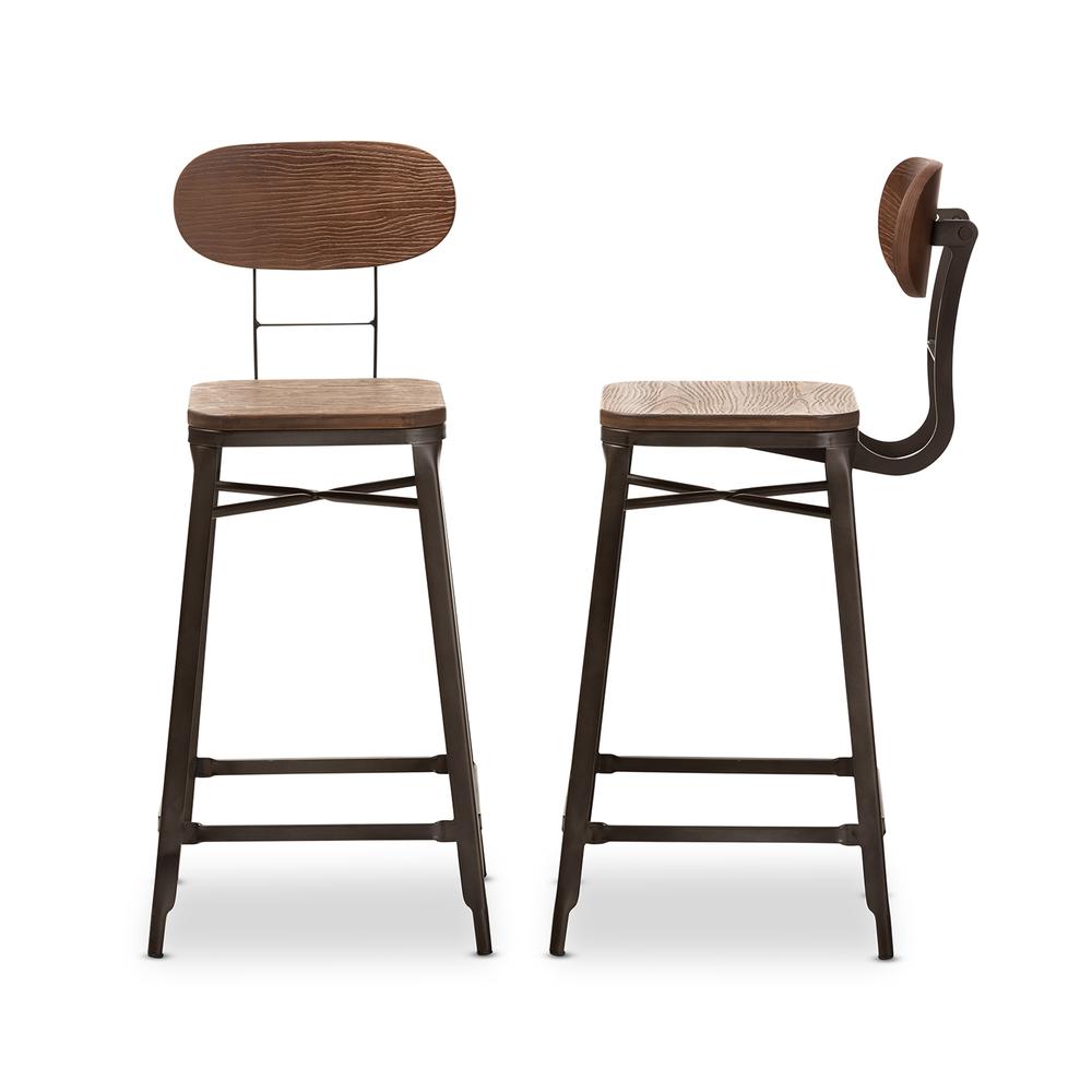 Bamboo and Rust-Finished Steel Stackable Bar Stool Set. Picture 9