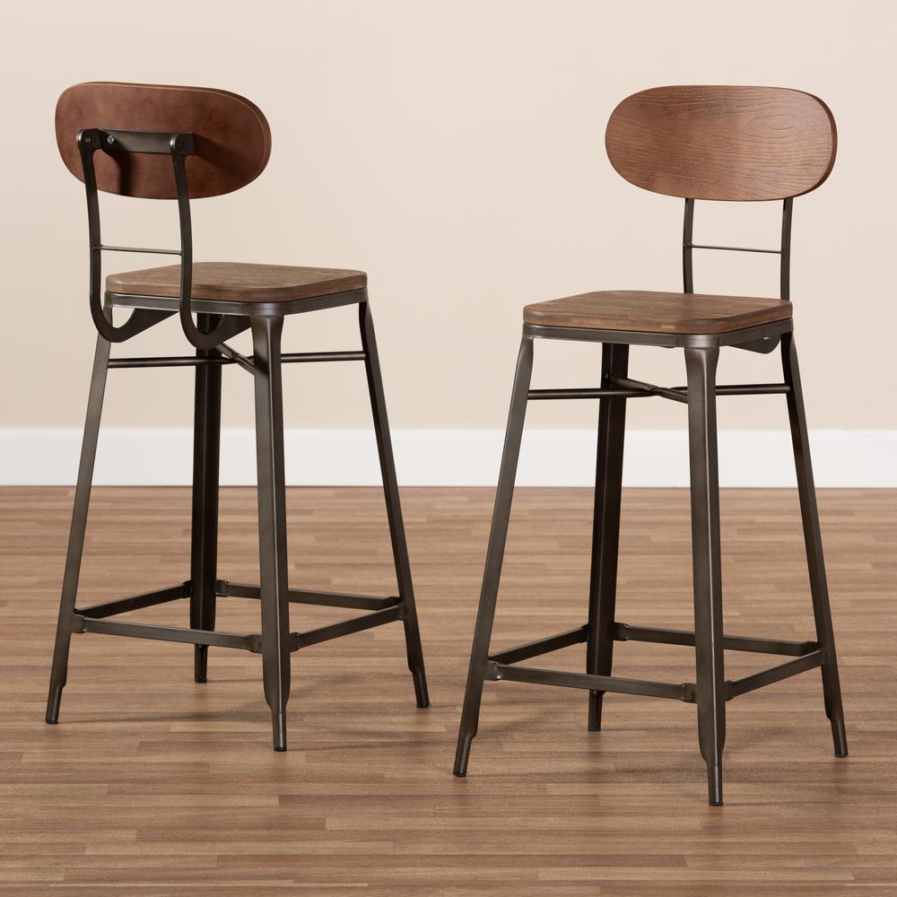 Bamboo and Rust-Finished Steel Stackable Bar Stool Set. Picture 12