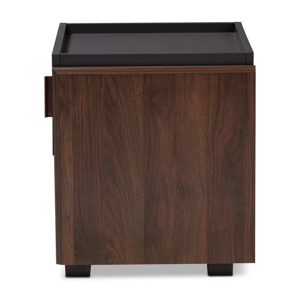 Two-Tone Gray and Walnut Finished Wood 1-Drawer Nightstand. Picture 12