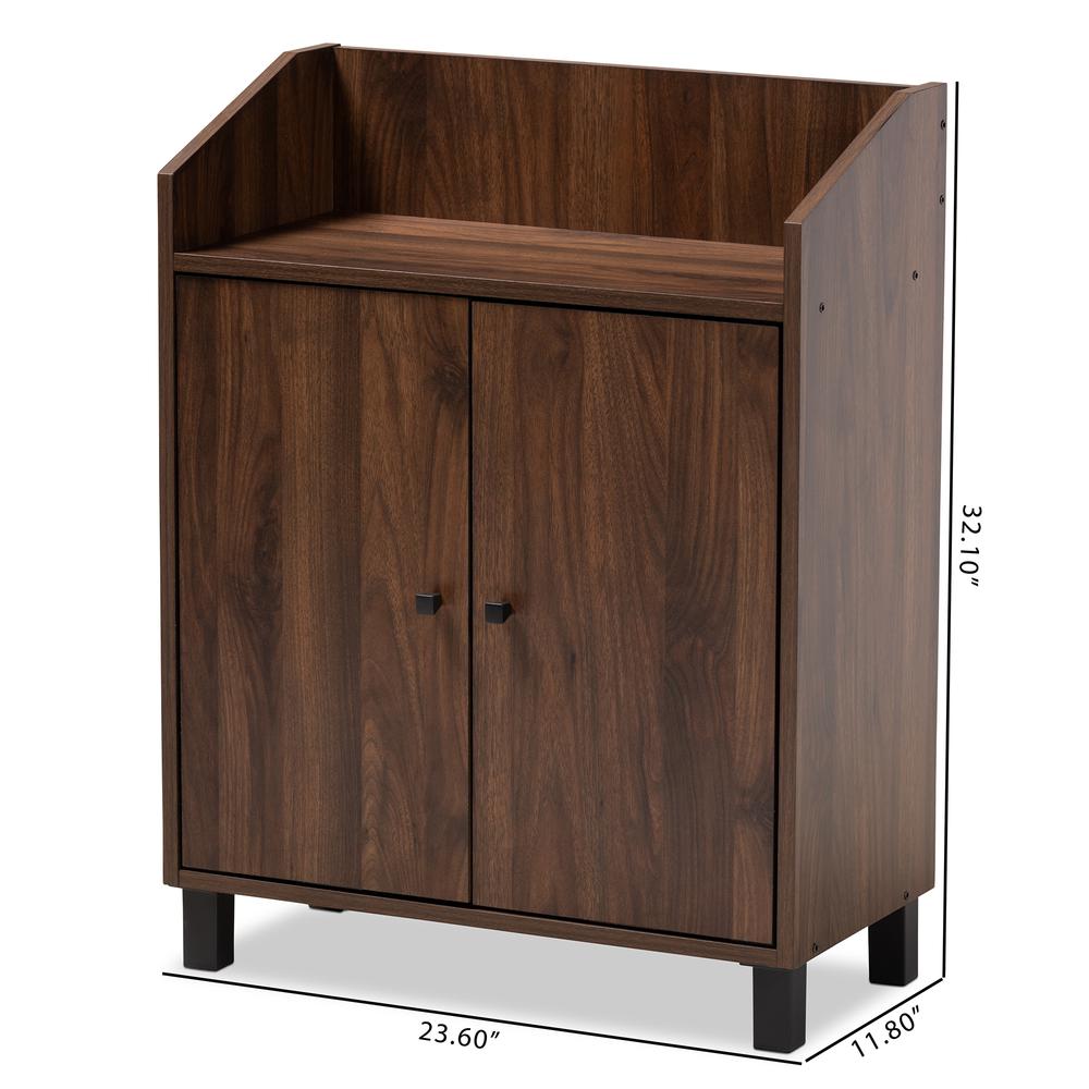 Walnut Brown Finished 2-Door Wood Entryway Shoe Storage Cabinet with Open Shelf. Picture 20
