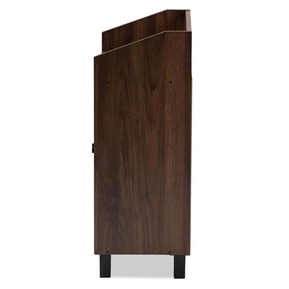 Walnut Brown Finished 2-Door Wood Entryway Shoe Storage Cabinet with Open Shelf. Picture 14