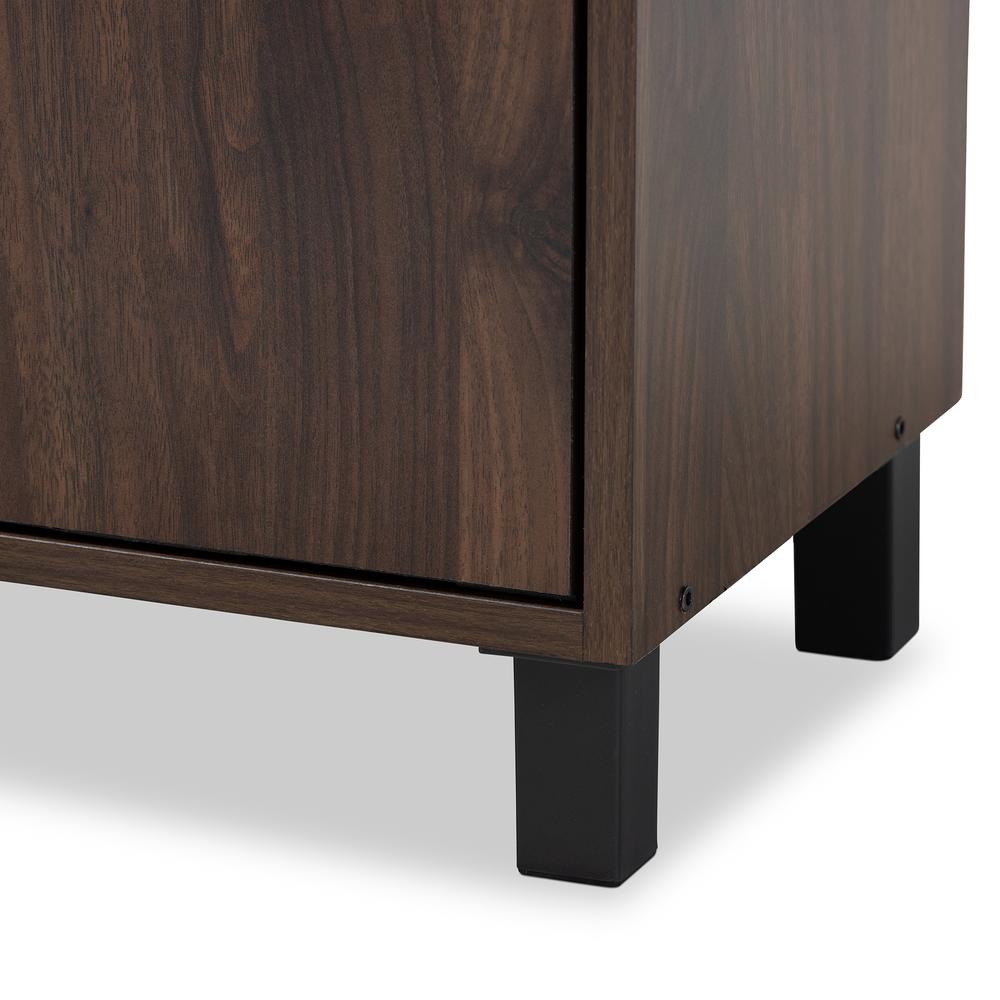 Walnut Brown Finished 2-Door Wood Entryway Shoe Storage Cabinet with Open Shelf. Picture 16