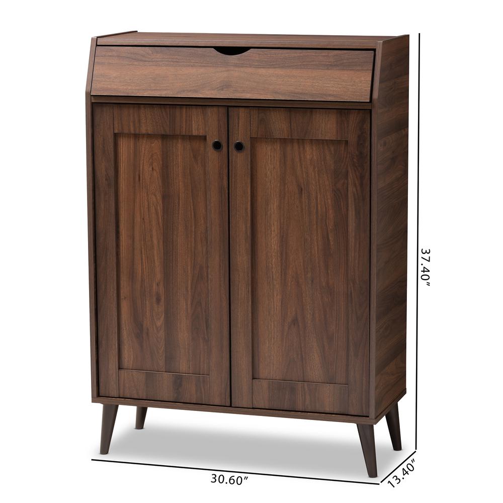 Walnut Brown finished 2-Door Wood Entryway Shoe Storage Cabinet. Picture 20