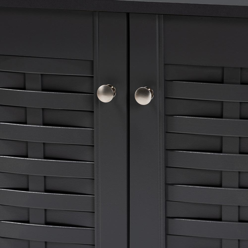 Dark Gray 2-Door Wooden Entryway Shoe Storage Cabinet. Picture 14