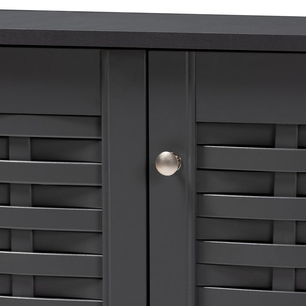 Dark Gray 3-Door Wooden Entryway Shoe Storage Cabinet. Picture 15
