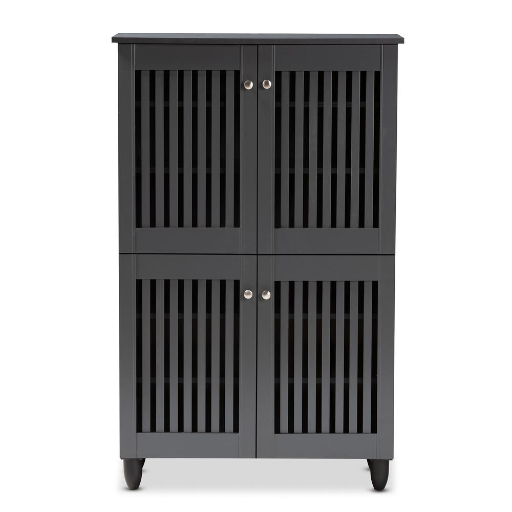 Dark Gray 4-Door Wooden Entryway Shoe Storage Cabinet. Picture 13