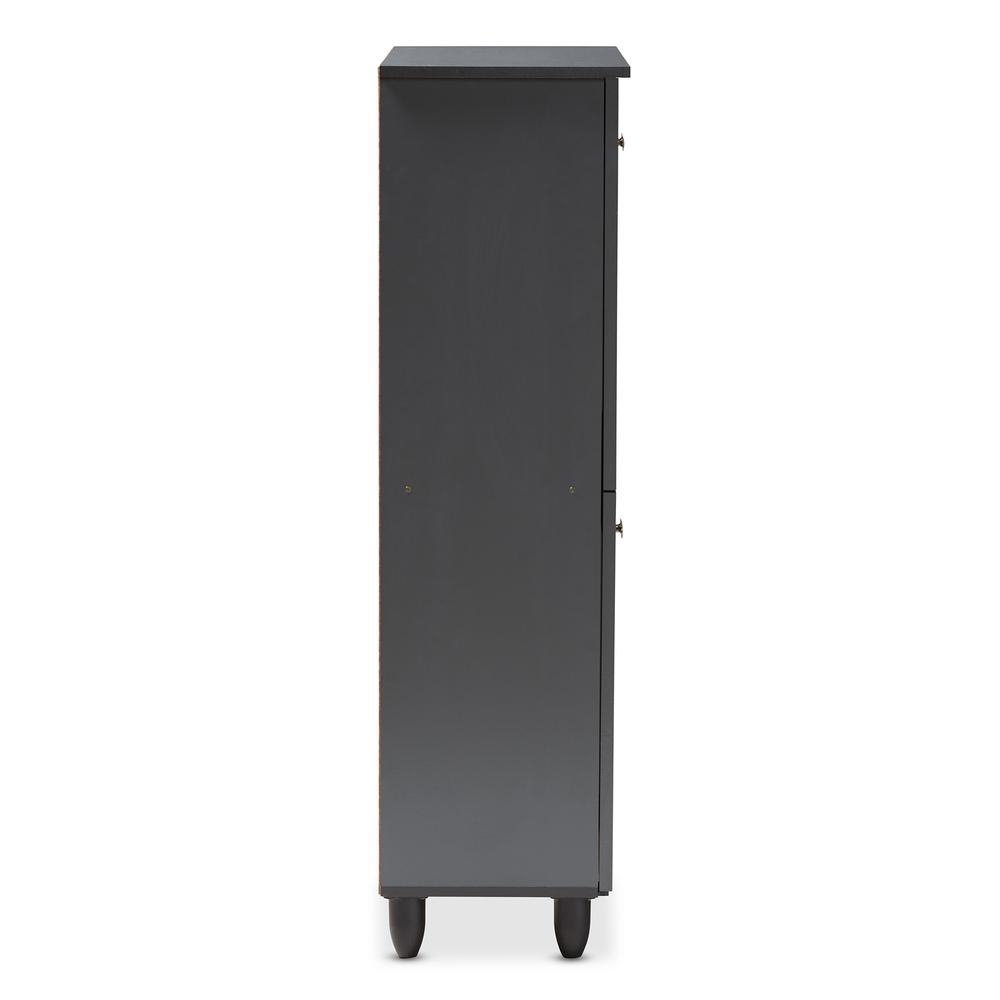 Dark Gray 4-Door Wooden Entryway Shoe Storage Cabinet. Picture 14