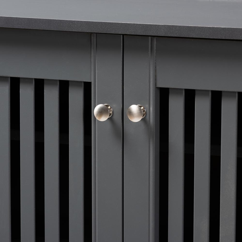 Dark Gray 4-Door Wooden Entryway Shoe Storage Cabinet. Picture 15