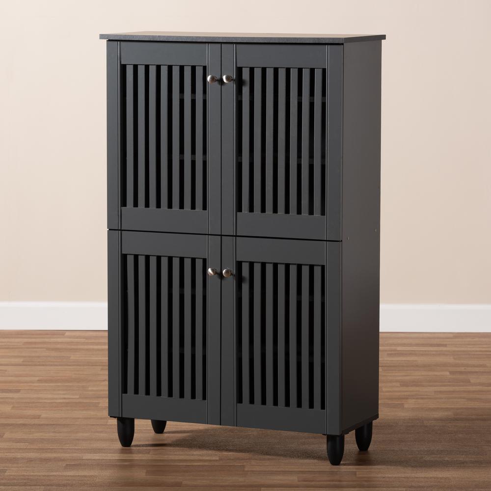 Dark Gray 4-Door Wooden Entryway Shoe Storage Cabinet. Picture 19