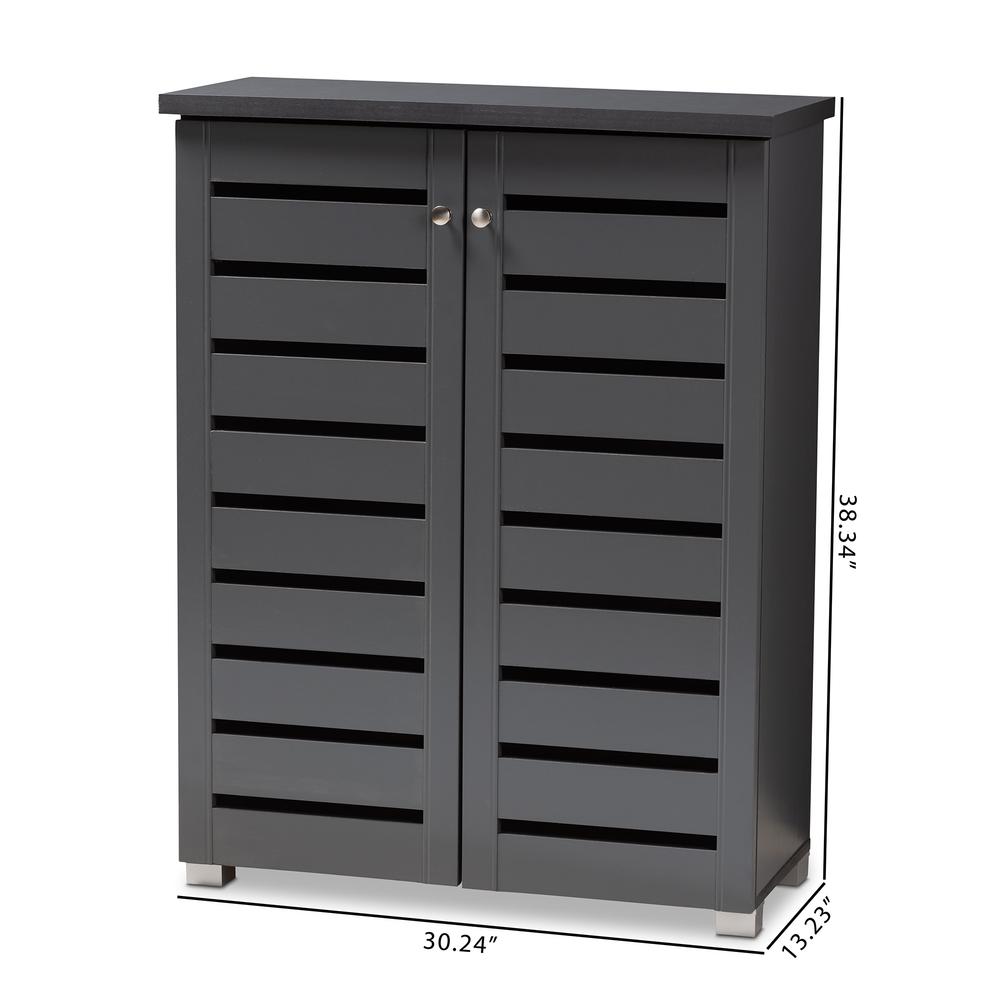 Dark Gray 2-Door Wooden Entryway Shoe Storage Cabinet. Picture 20