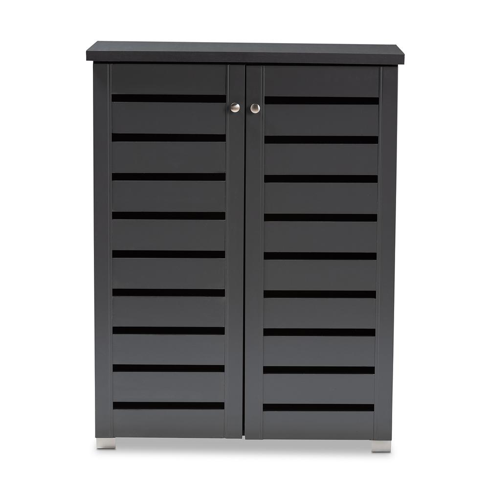 Dark Gray 2-Door Wooden Entryway Shoe Storage Cabinet. Picture 13