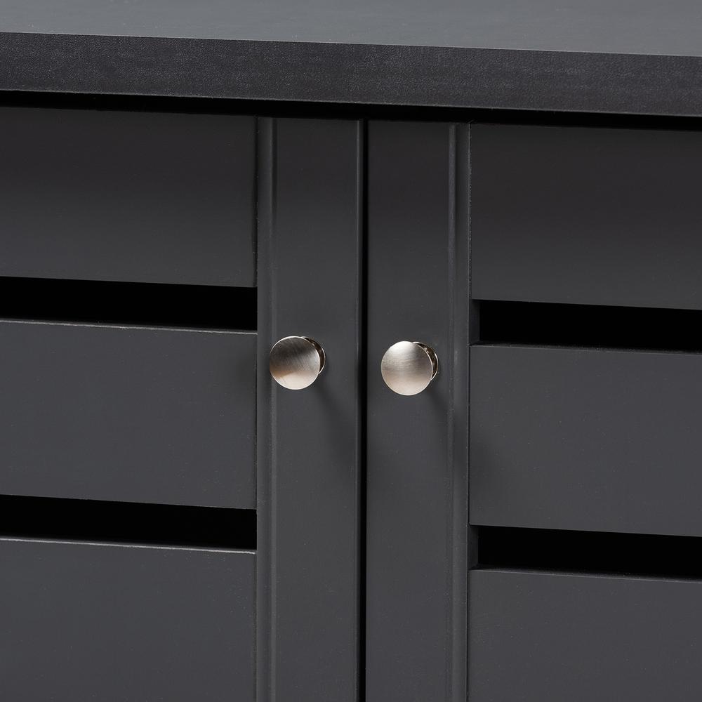 Dark Gray 2-Door Wooden Entryway Shoe Storage Cabinet. Picture 15