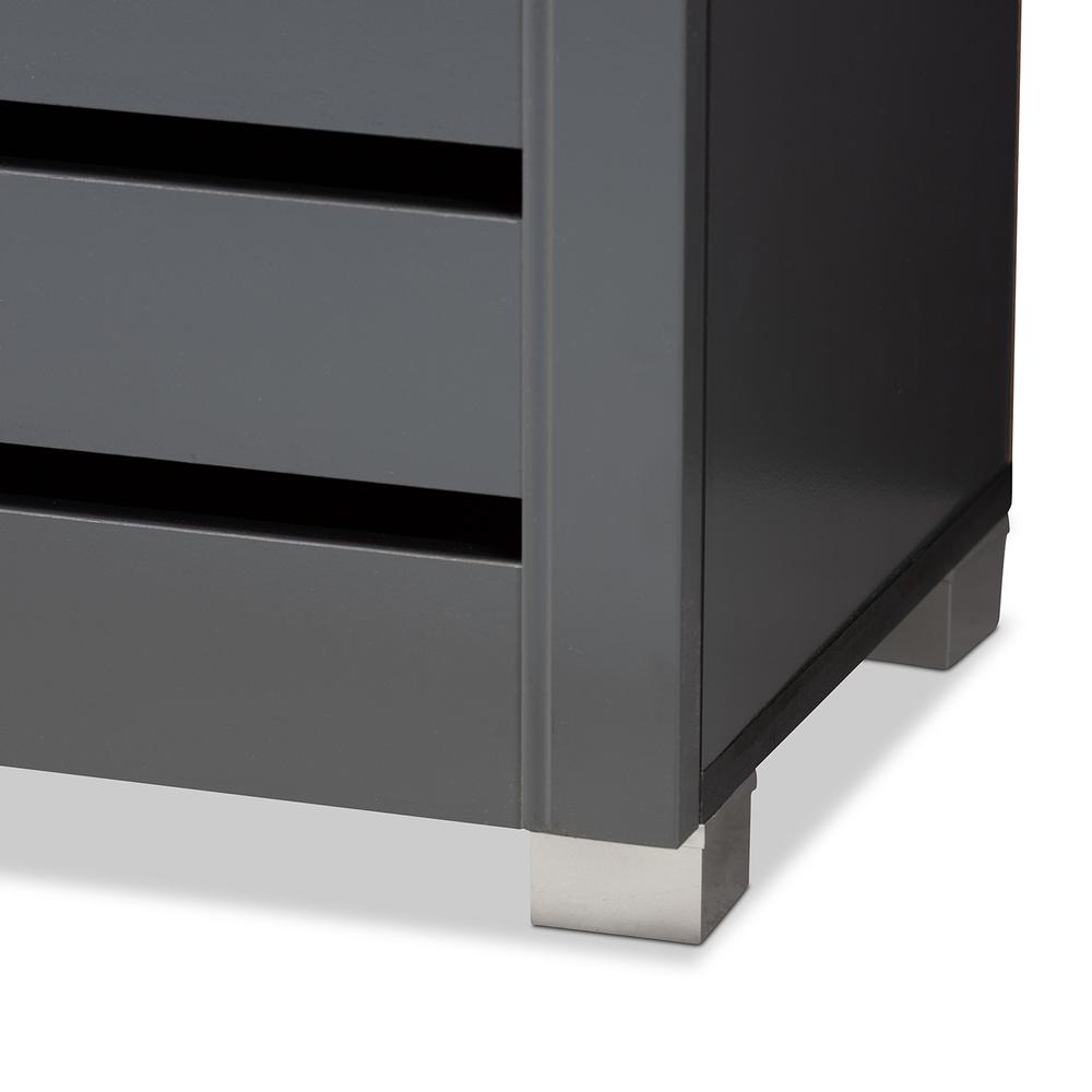 Dark Gray 2-Door Wooden Entryway Shoe Storage Cabinet. Picture 16