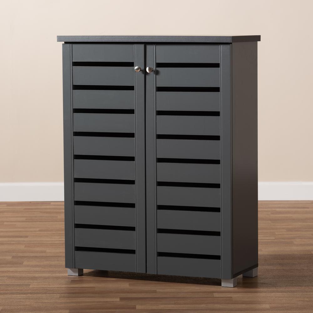 Dark Gray 2-Door Wooden Entryway Shoe Storage Cabinet. Picture 19