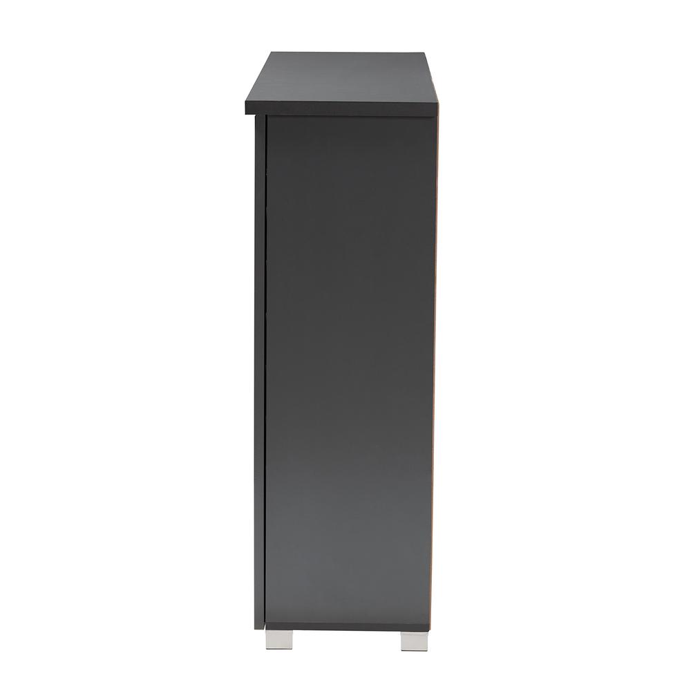 Dark Gray 3-Door Wooden Entryway Shoe Storage Cabinet. Picture 14